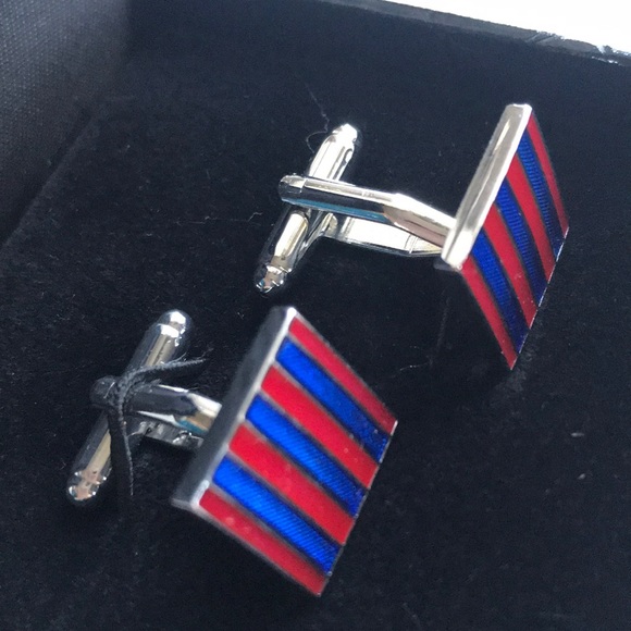 ❤️Red Blue & Silver Cuff Links 👔🚨🇺🇸 - Picture 2 of 5